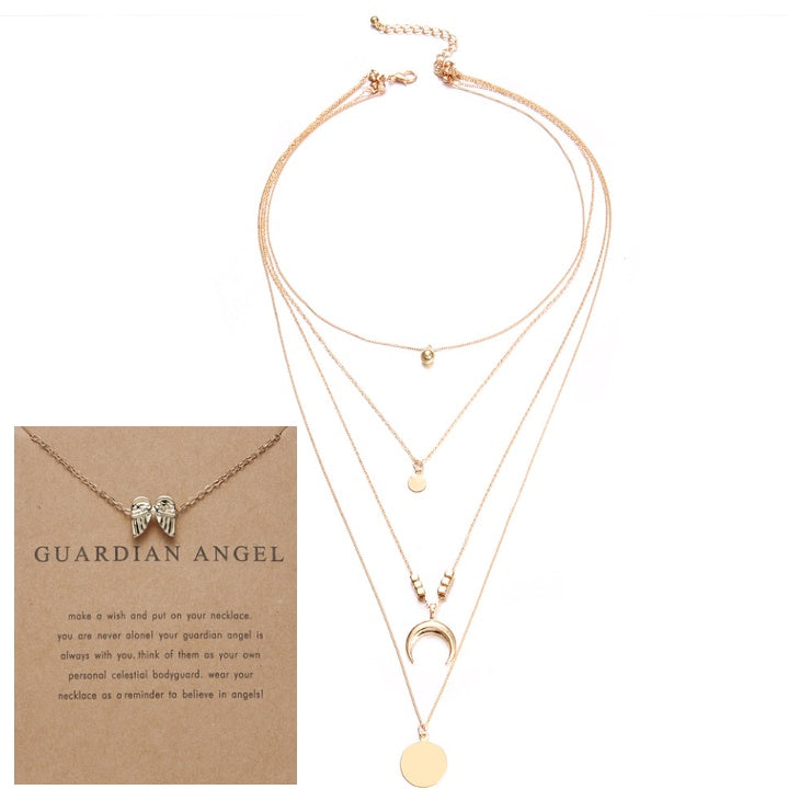 Boho Multi-Layer Moon Pendant Necklace – Chic Festival Jewellery for Women