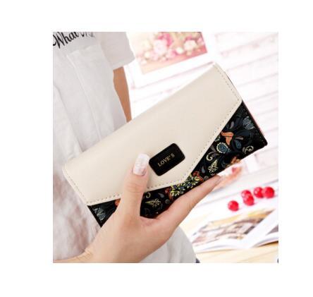 Elegant Bird Print Wallet – Classic Floral Clutch for Women