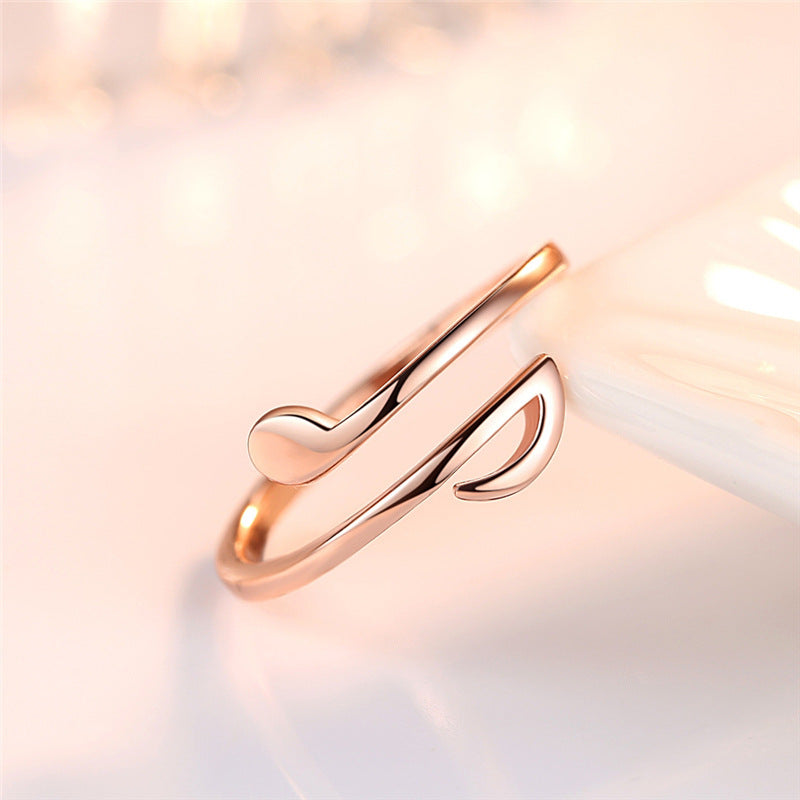 Elegant Adjustable Music Note Ring – Stylish Rose Gold or Silver-Tone Jewellery for Music Lovers