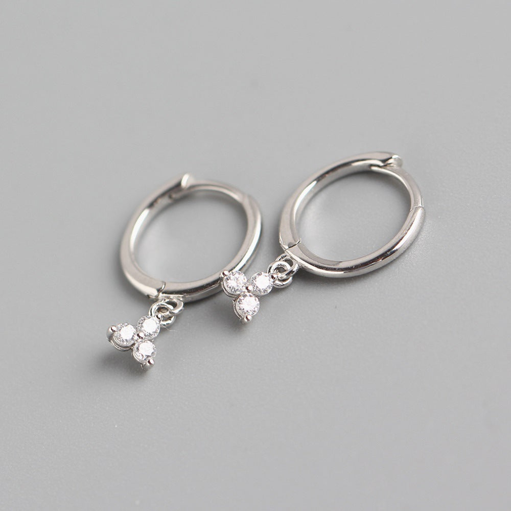 Dainty Silver Hoop Earrings with Crystal Charms – Elegant Sparkle for Every Day