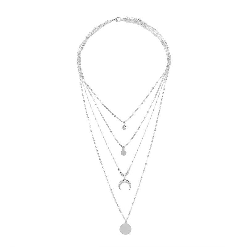Boho Multi-Layer Moon Pendant Necklace – Chic Festival Jewellery for Women