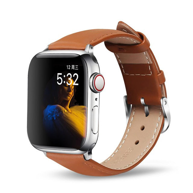 Elegant Leather Watch Strap for Women – Genuine Cowhide, Classic Buckle Styl