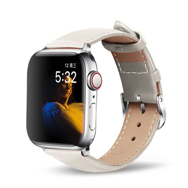 Elegant Leather Watch Strap for Women – Genuine Cowhide, Classic Buckle Styl