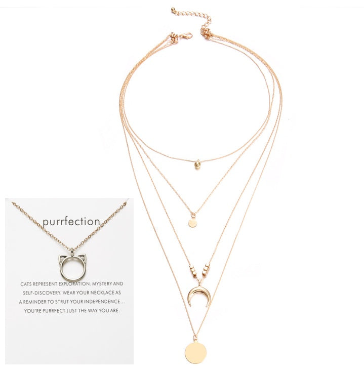 Boho Multi-Layer Moon Pendant Necklace – Chic Festival Jewellery for Women