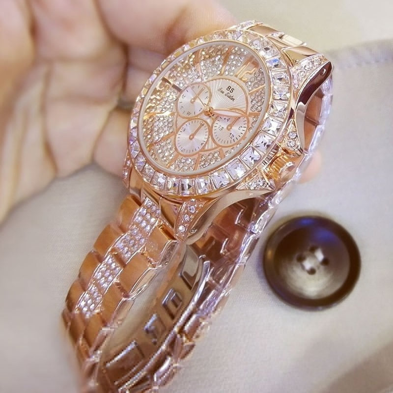 Luxury Gold Rhinestone Watch for Women – Glamorous Statement Timepiece