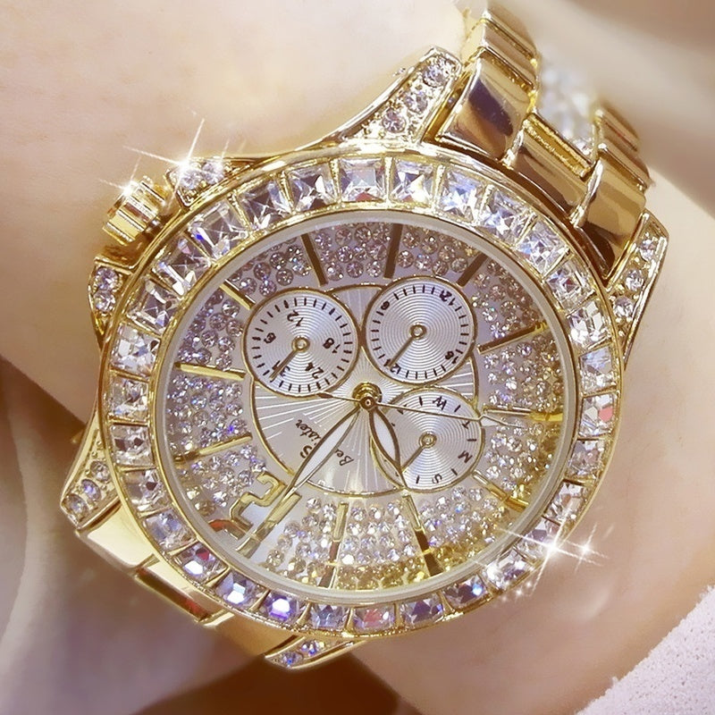 Luxury Gold Rhinestone Watch for Women – Glamorous Statement Timepiece