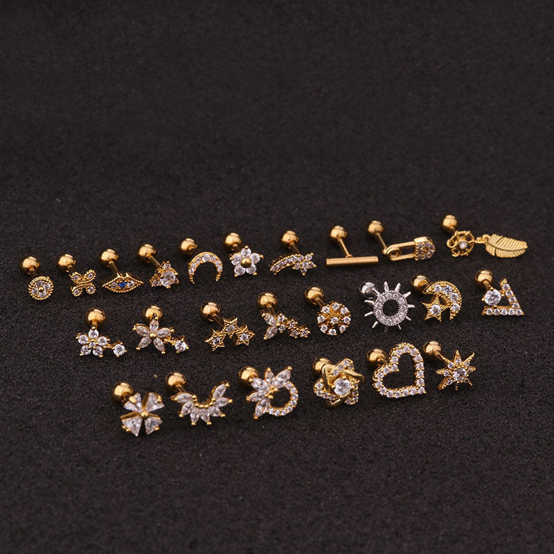 Single Gold Ear Studs – Dainty Sparkling Designs for Curated Piercings