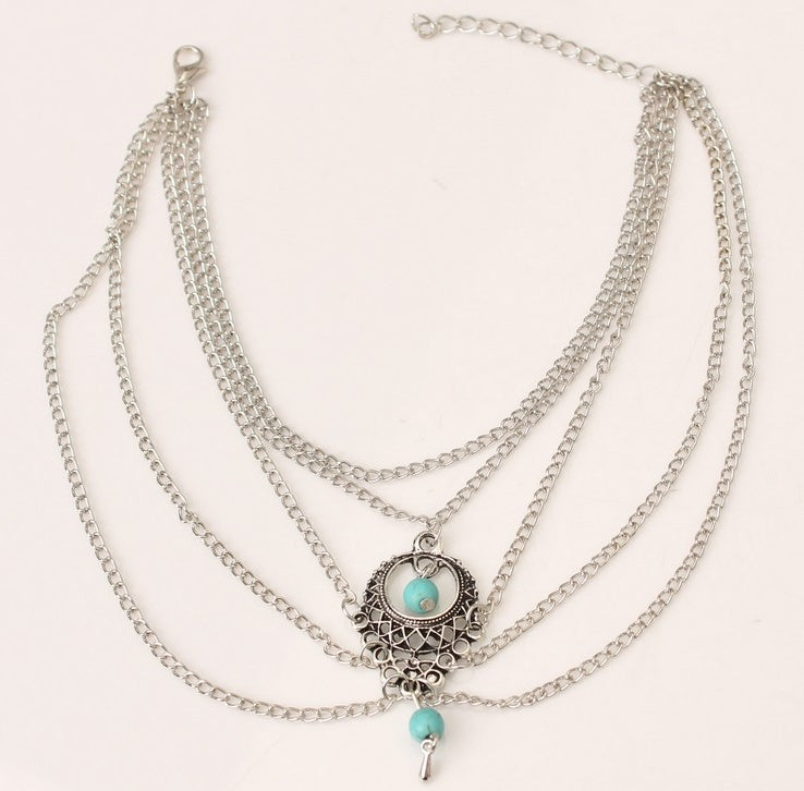 Boho Chic Layered Anklet – Ancient Silver Festival Vibe
