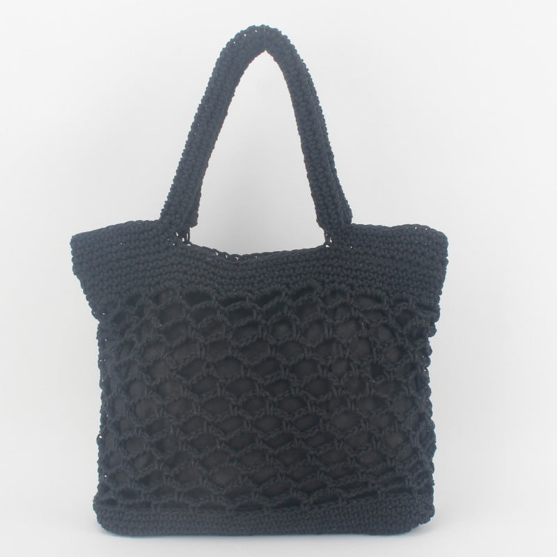 Boho Crochet Beach Tote – Handmade Hollow Knit Summer Bag
