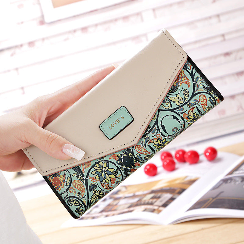 Elegant Bird Print Wallet – Classic Floral Clutch for Women