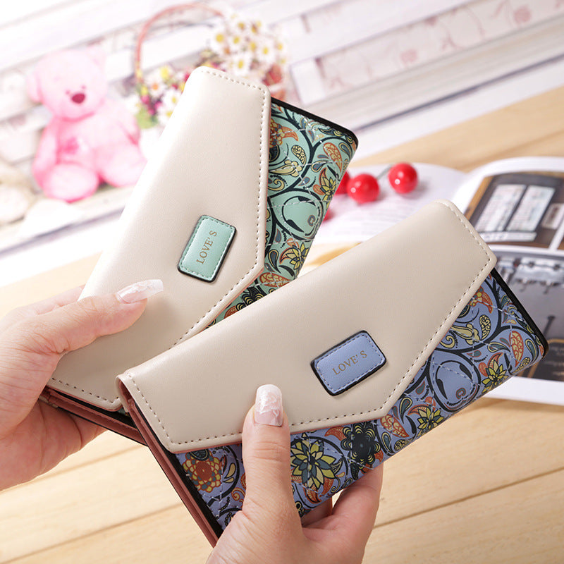 Elegant Bird Print Wallet – Classic Floral Clutch for Women