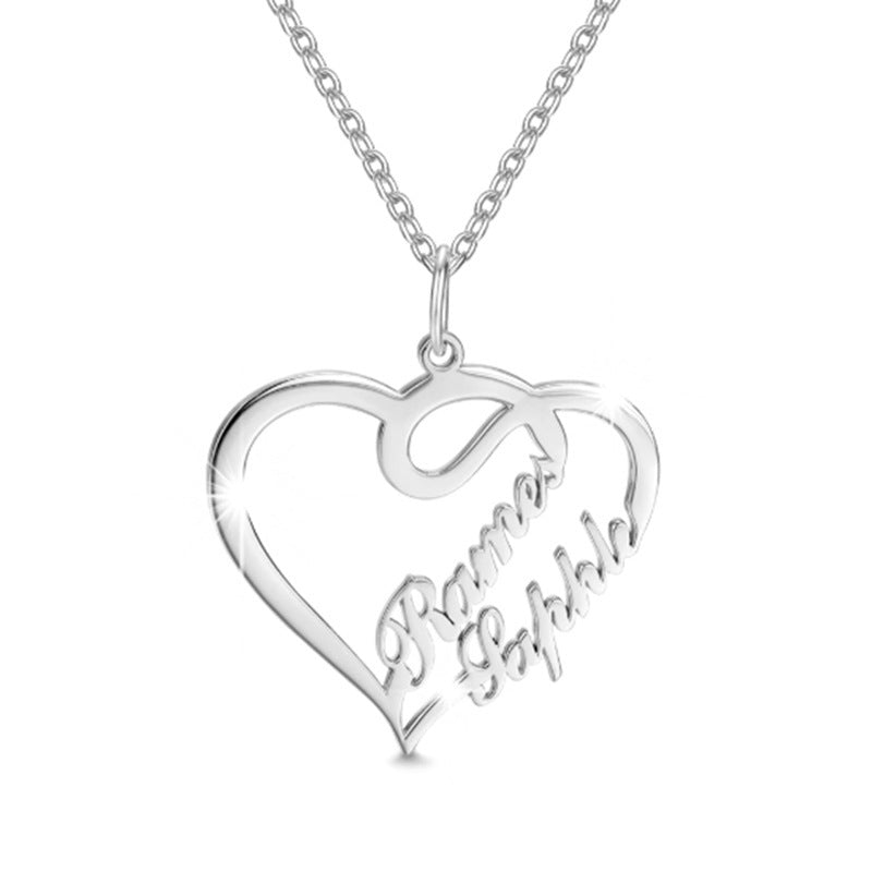 Personalised Double Heart Necklace – Elegant Gift for Her