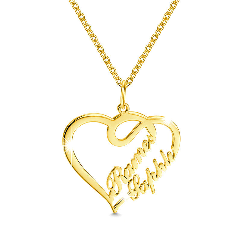 Personalised Double Heart Necklace – Elegant Gift for Her