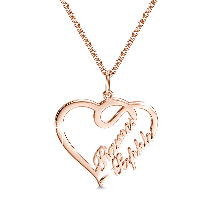 Personalised Double Heart Necklace – Elegant Gift for Her
