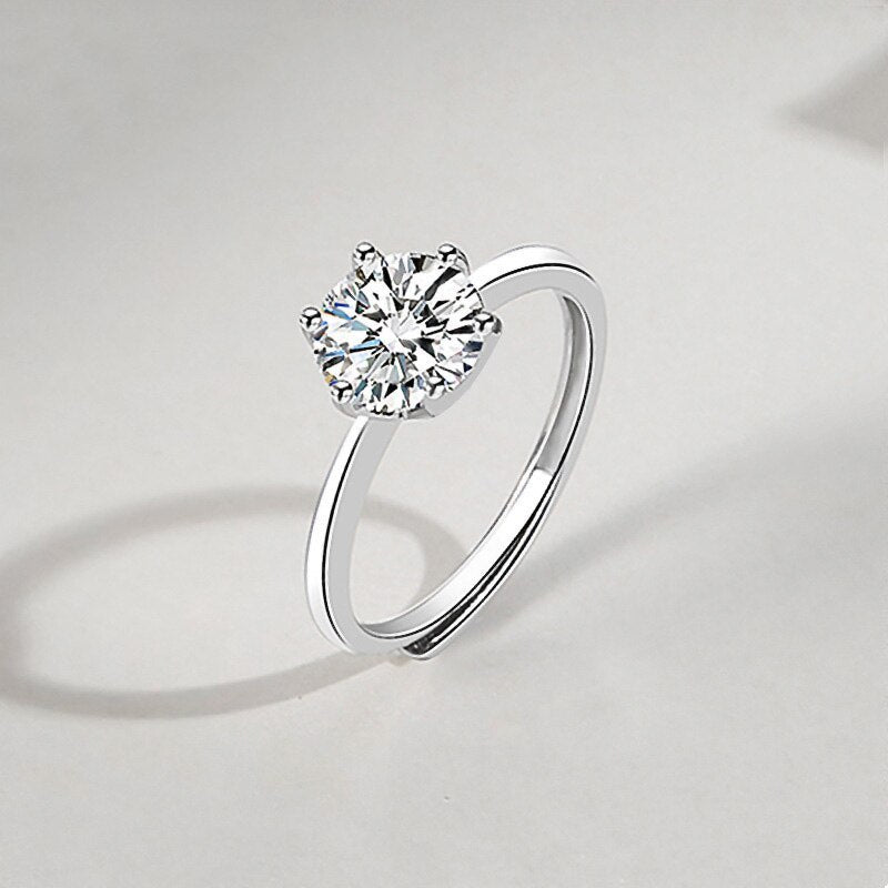 Elegant Zircon Solitaire Ring – Resizable 1.5 Carat Classic Engagement Style