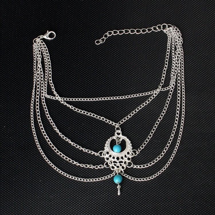 Boho Chic Layered Anklet – Ancient Silver Festival Vibe
