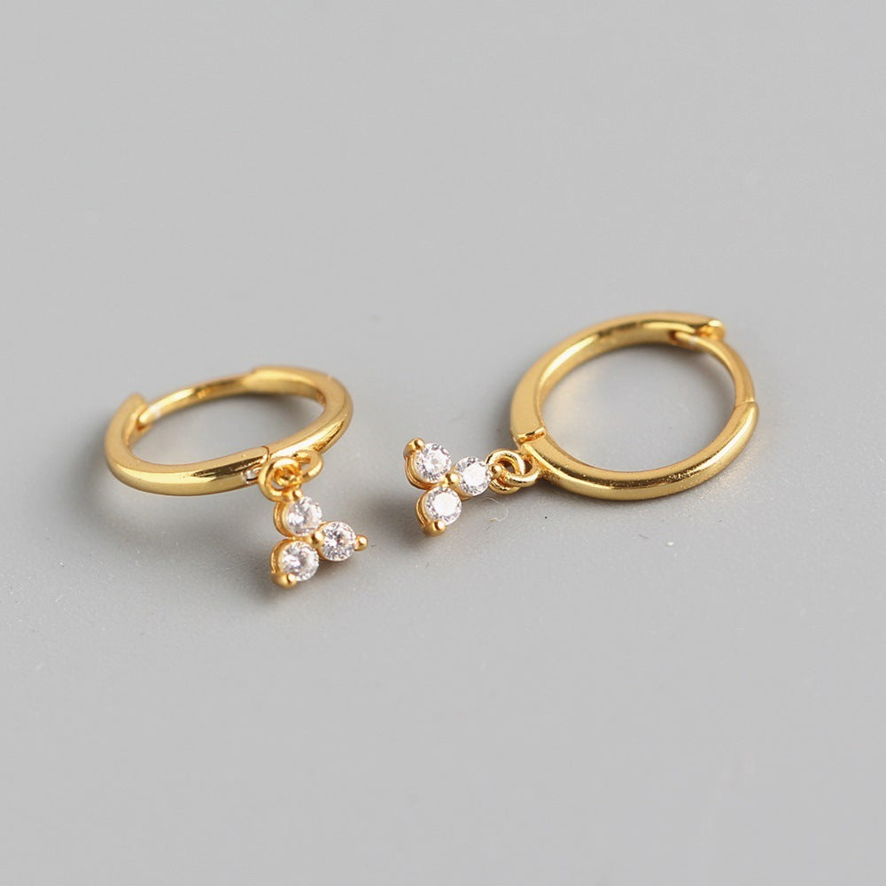 Dainty Silver Hoop Earrings with Crystal Charms – Elegant Sparkle for Every Day