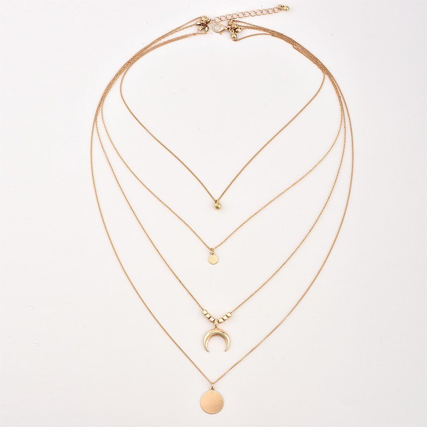 Boho Multi-Layer Moon Pendant Necklace – Chic Festival Jewellery for Women
