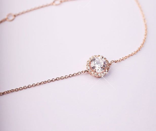 Elegant Rose Gold Crystal Anklet – Timeless Sparkle for Every Step