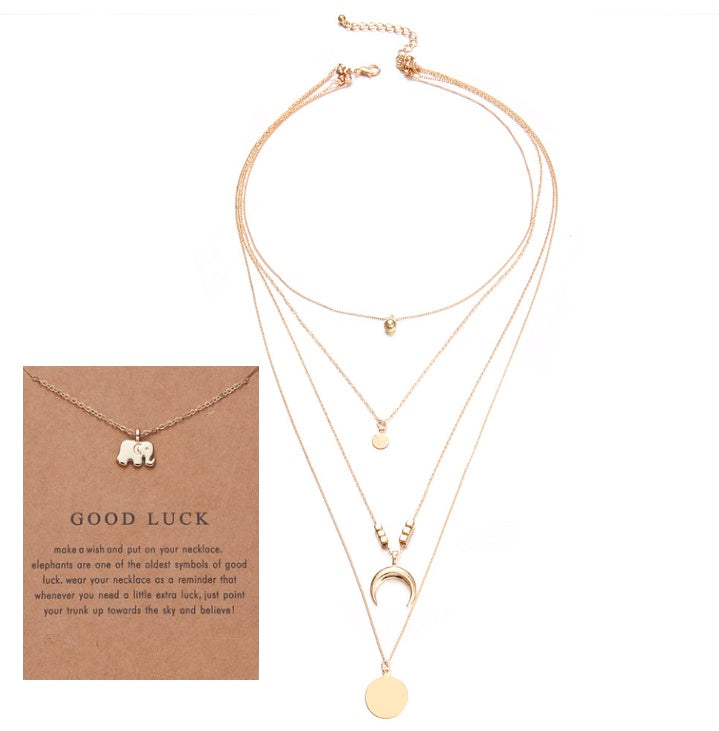 Boho Multi-Layer Moon Pendant Necklace – Chic Festival Jewellery for Women