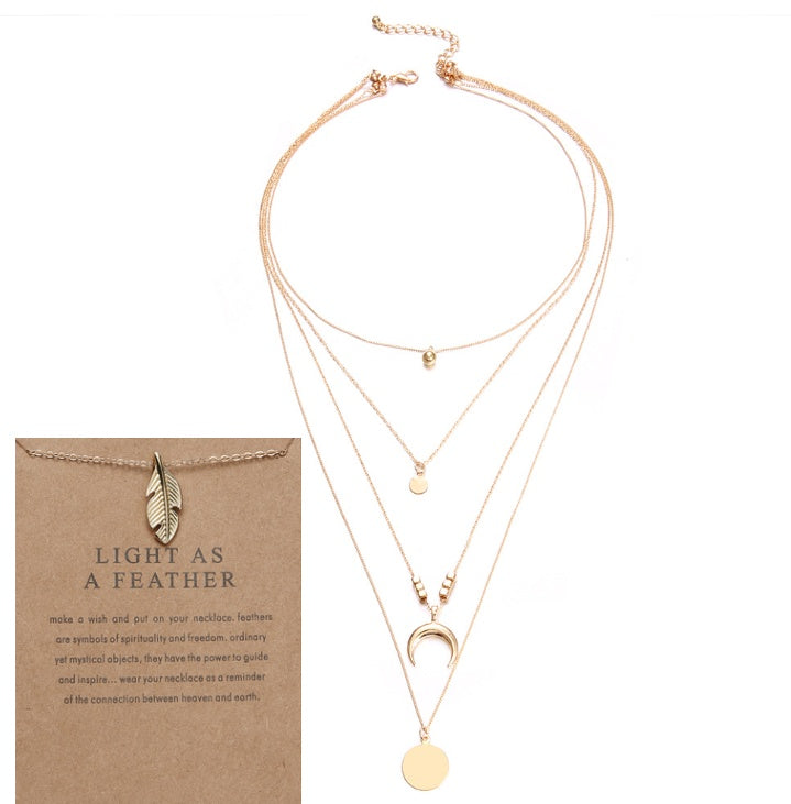 Boho Multi-Layer Moon Pendant Necklace – Chic Festival Jewellery for Women