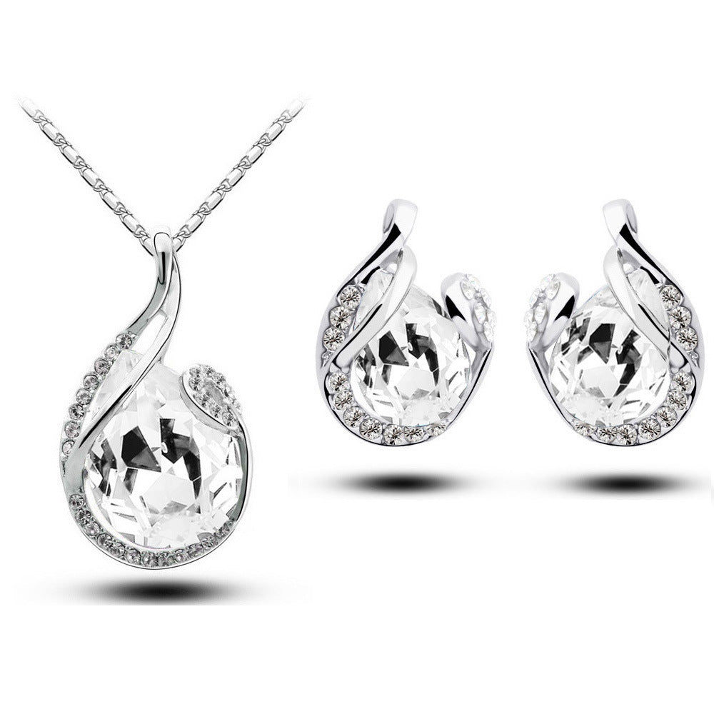 Blue Crystal Teardrop Jewellery Set – Necklace & Earrings for Timeless Elegance