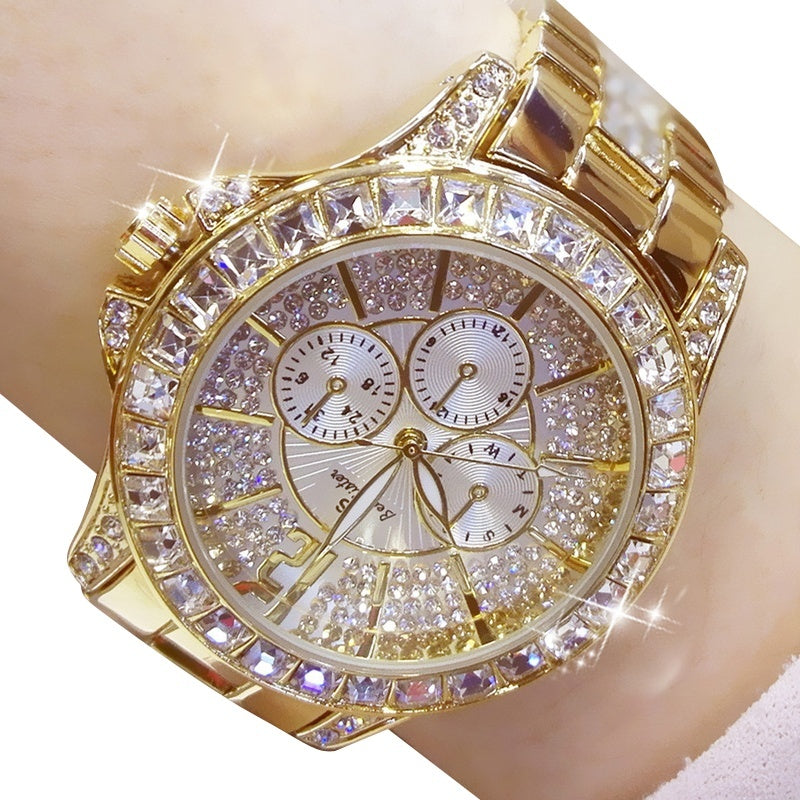 Luxury Gold Rhinestone Watch for Women – Glamorous Statement Timepiece