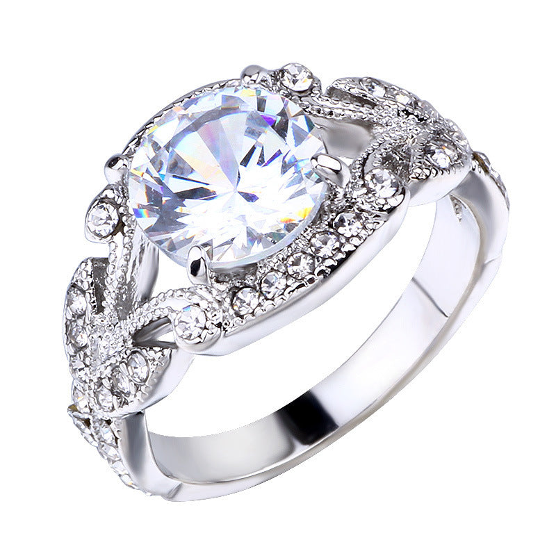 Princess-Style Tree Leaf Engagement Ring – Vintage-Inspired Sparkle for Women