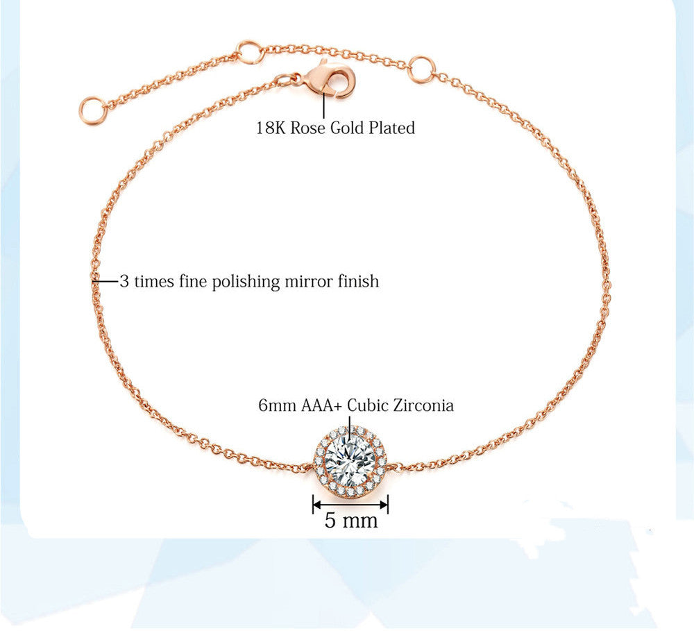 Elegant Rose Gold Crystal Anklet – Timeless Sparkle for Every Step