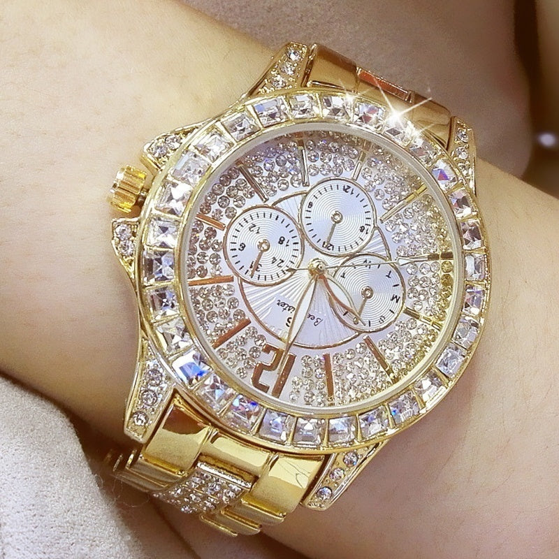 Luxury Gold Rhinestone Watch for Women – Glamorous Statement Timepiece
