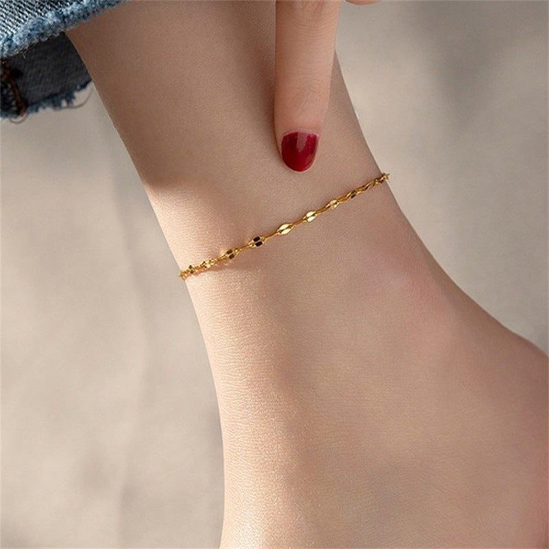 Delicate Gold Twist Anklet – Non-Fading Stainless Steel Elegance