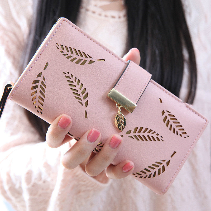 Elegant Leaf Cutout Long Wallet – Subtle Style Meets Everyday Practicality