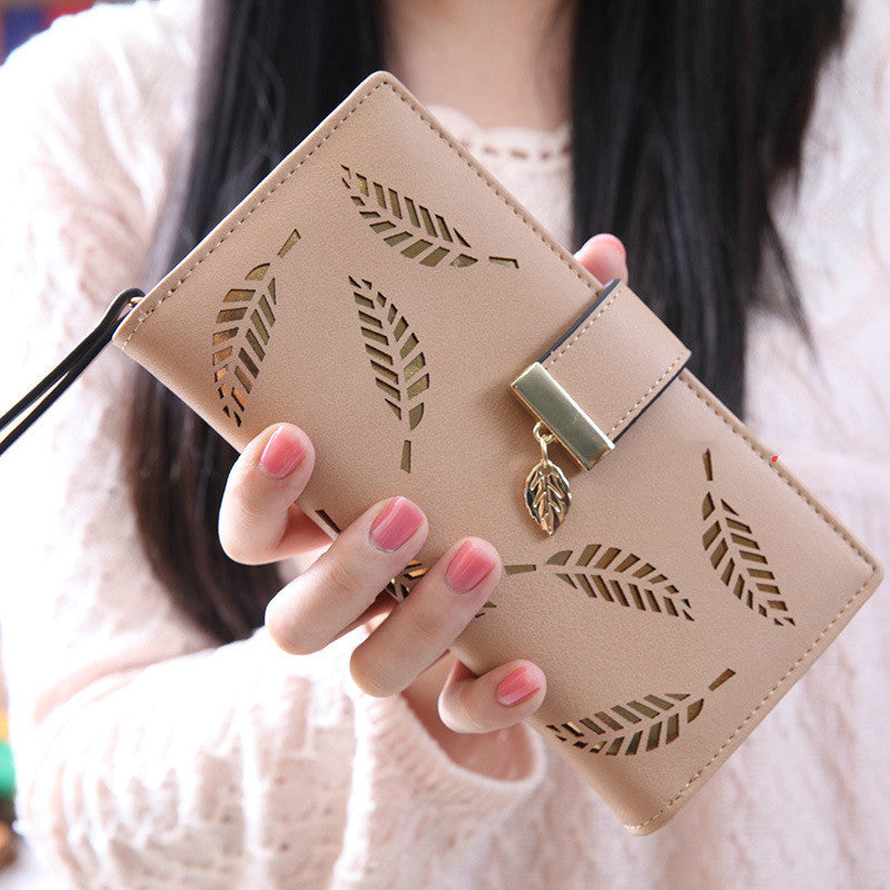 Elegant Leaf Cutout Long Wallet – Subtle Style Meets Everyday Practicality
