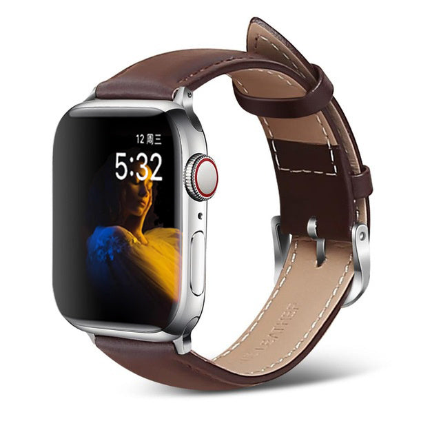 Elegant Leather Watch Strap for Women – Genuine Cowhide, Classic Buckle Styl