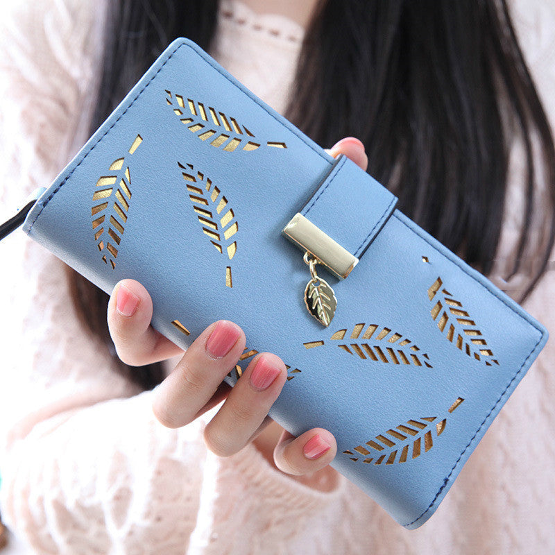 Elegant Leaf Cutout Long Wallet – Subtle Style Meets Everyday Practicality