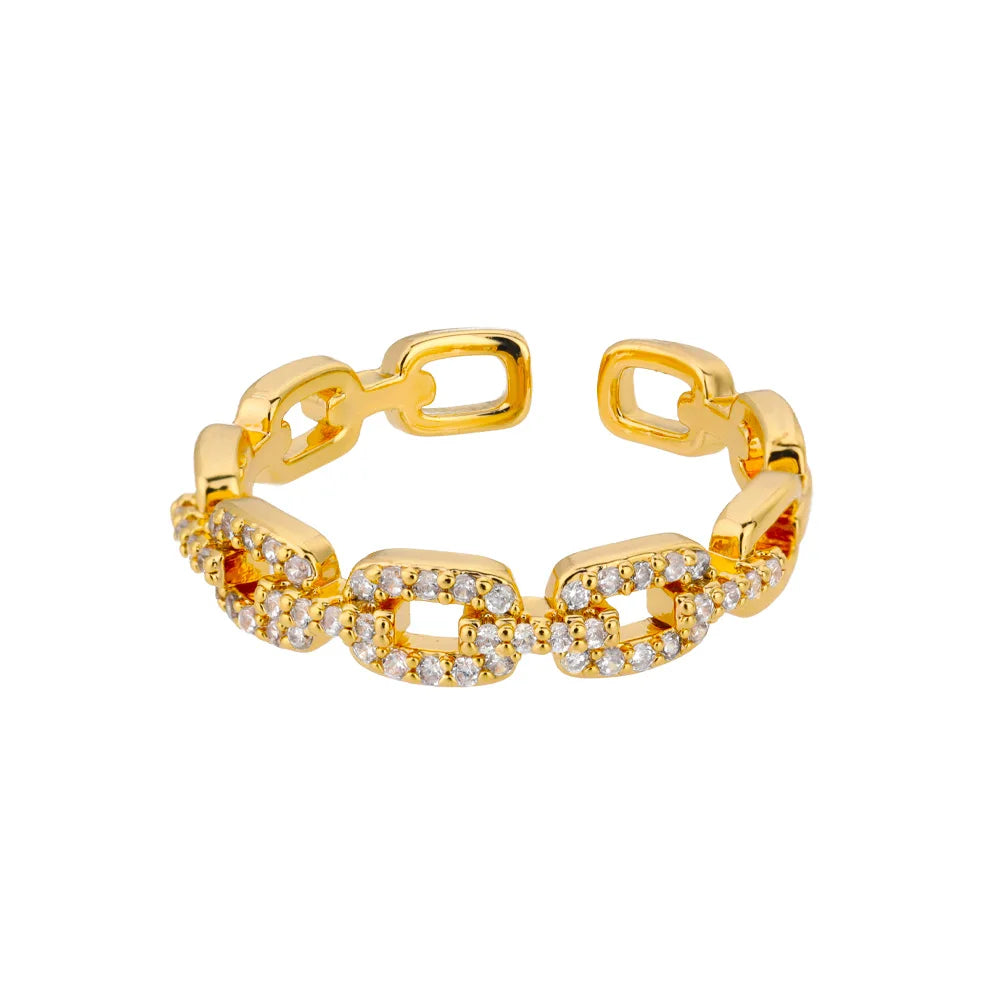 Elegant Gold & Platinum-Plated Chain Ring – Timeless Feminine Style