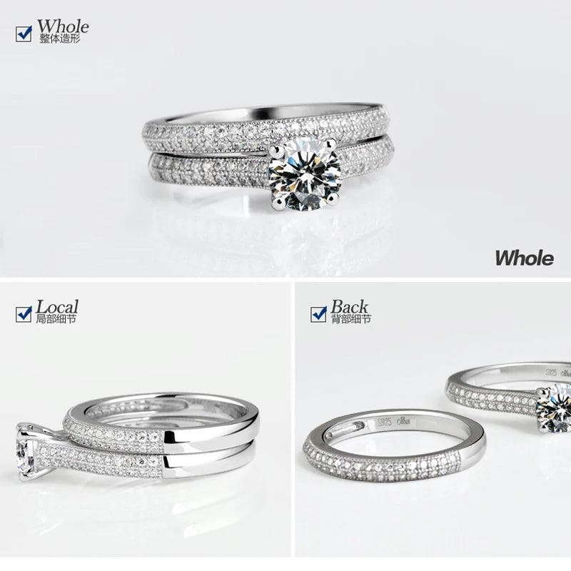 Serenity Halo Ring Set – Vintage Elegance in 925 Sterling Silver