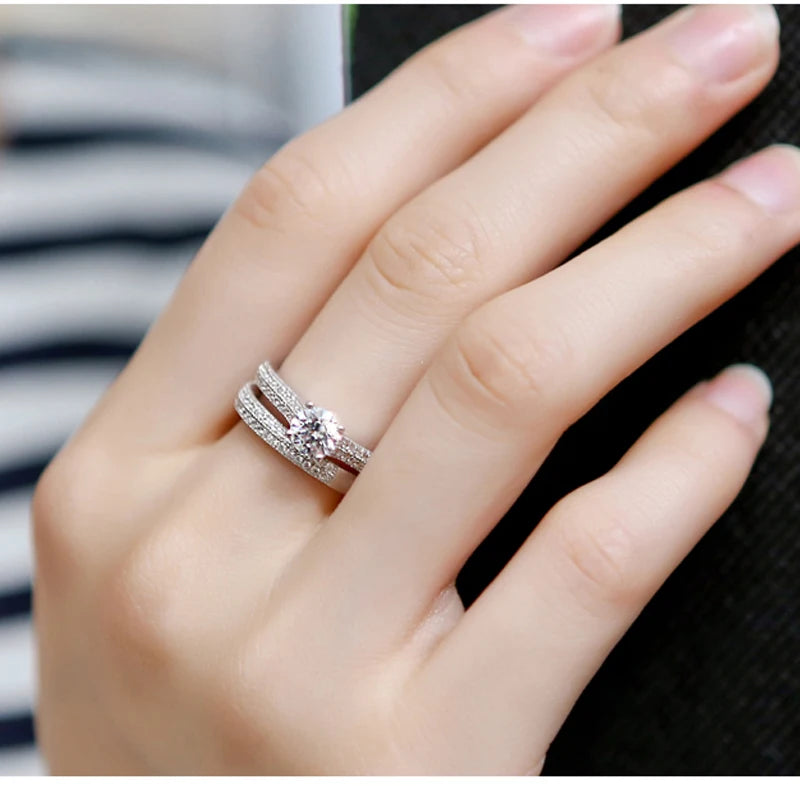 Serenity Halo Ring Set – Vintage Elegance in 925 Sterling Silver