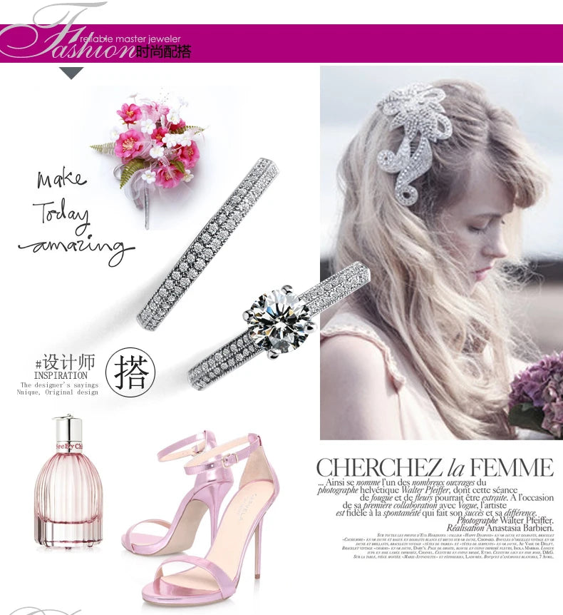 Serenity Halo Ring Set – Vintage Elegance in 925 Sterling Silver