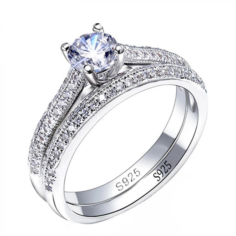 Serenity Halo Ring Set – Vintage Elegance in 925 Sterling Silver