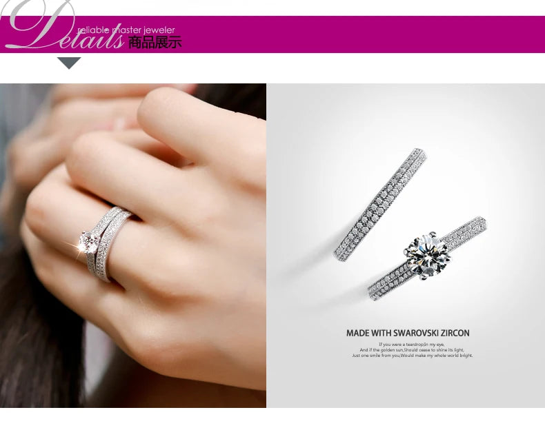 Serenity Halo Ring Set – Vintage Elegance in 925 Sterling Silver