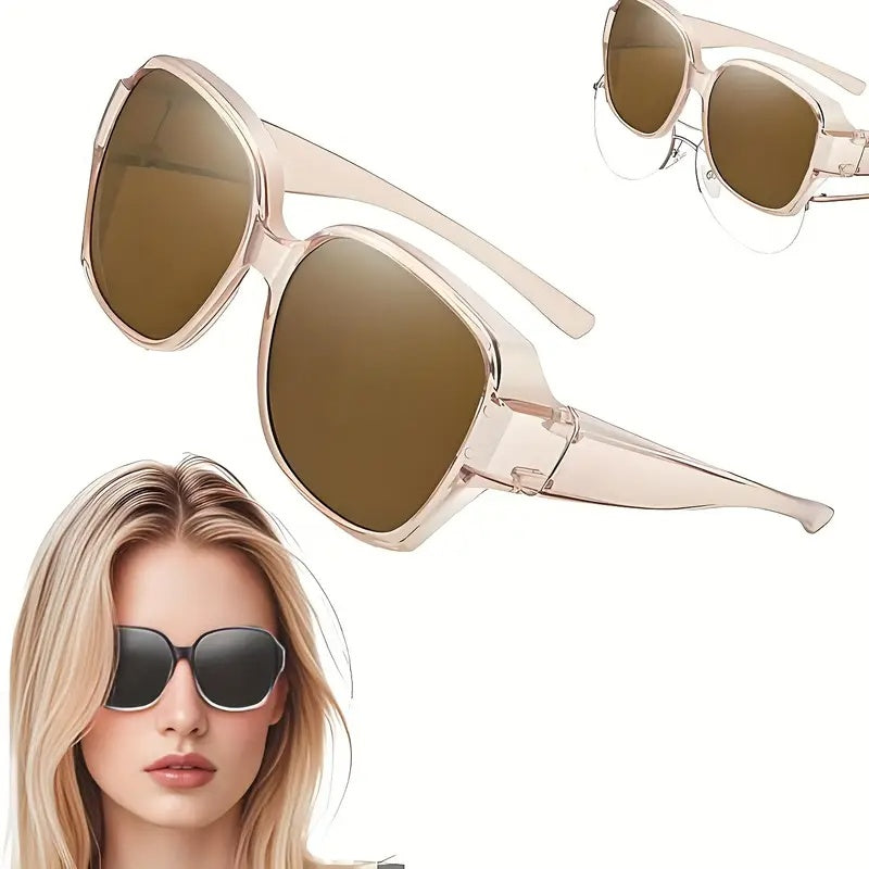 Elegant Dual-Use Clip-On Sunglasses – Stylish Crystal Frame for Day & Night
