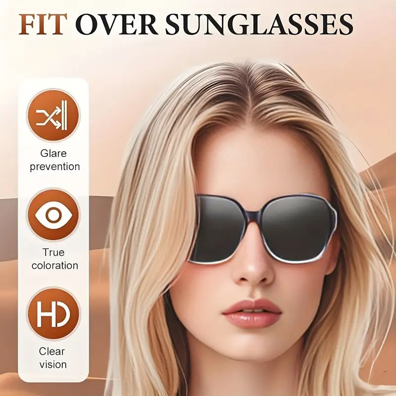 Elegant Dual-Use Clip-On Sunglasses – Stylish Crystal Frame for Day & Night