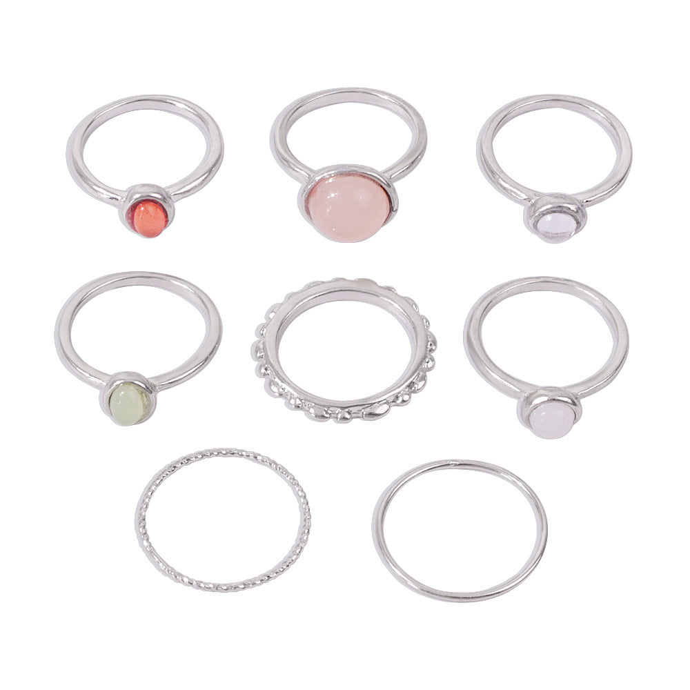 Golden Stackable Rings Set – Elegant Boho Style with Subtle Stones for Women