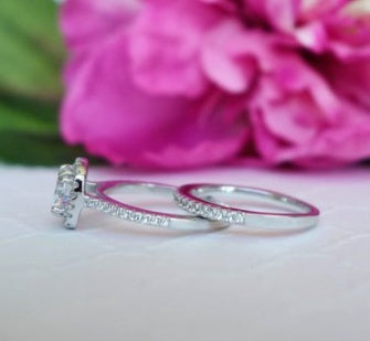Elegant Double Halo Simulated Diamond Ring – Classic Engagement Look for Women
