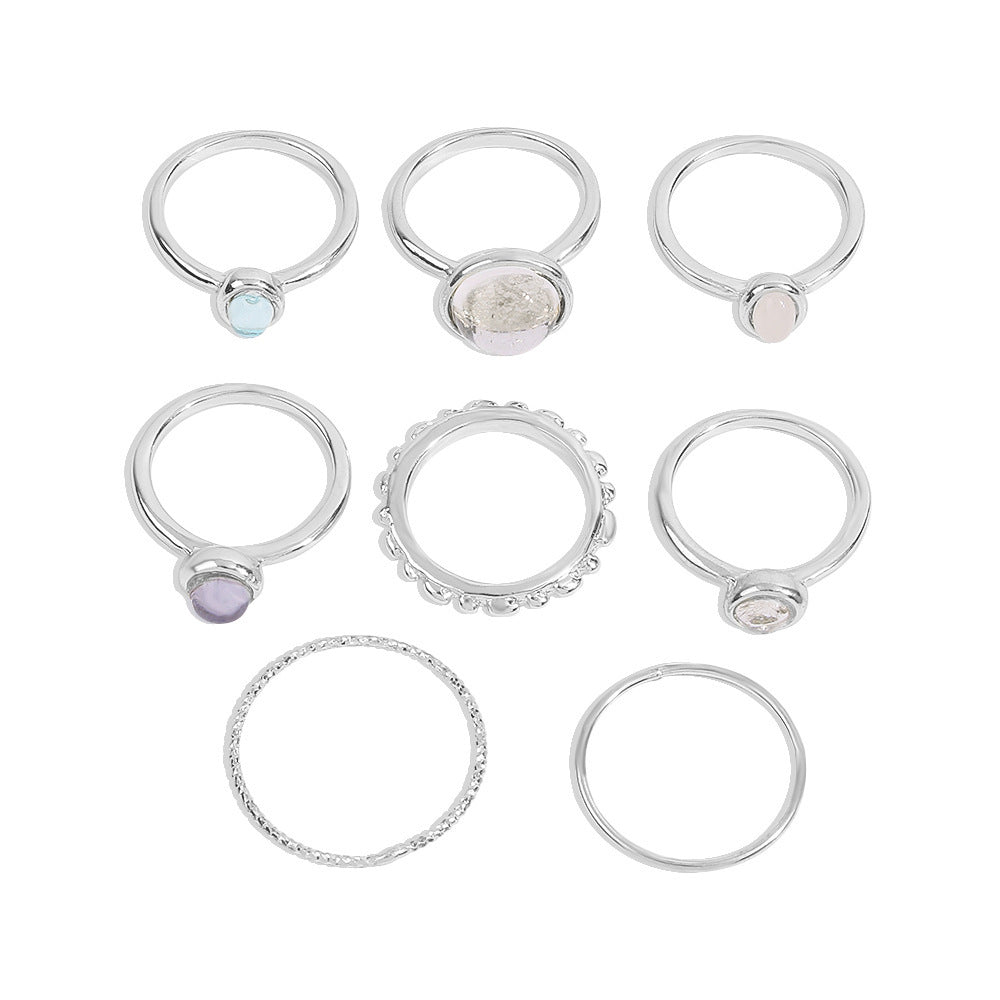 Golden Stackable Rings Set – Elegant Boho Style with Subtle Stones for Women