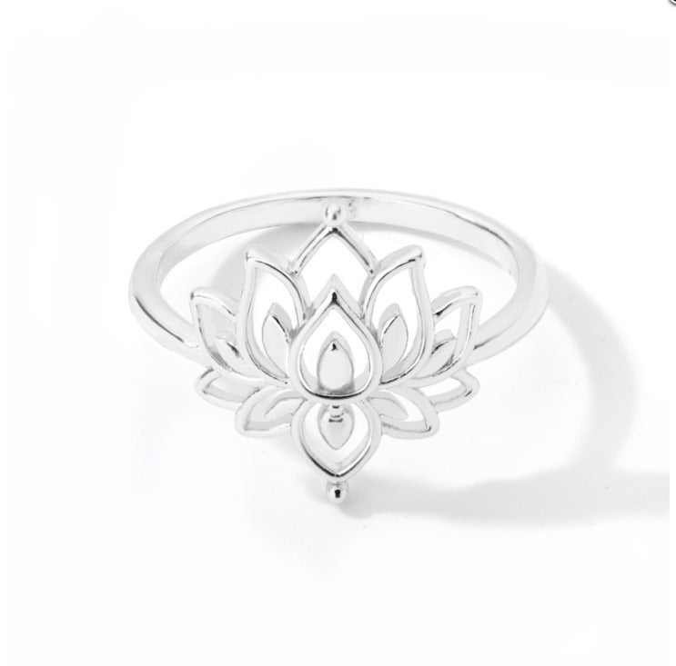 Golden Lotus Flower Ring – Elegant Stainless Steel Statement for Women