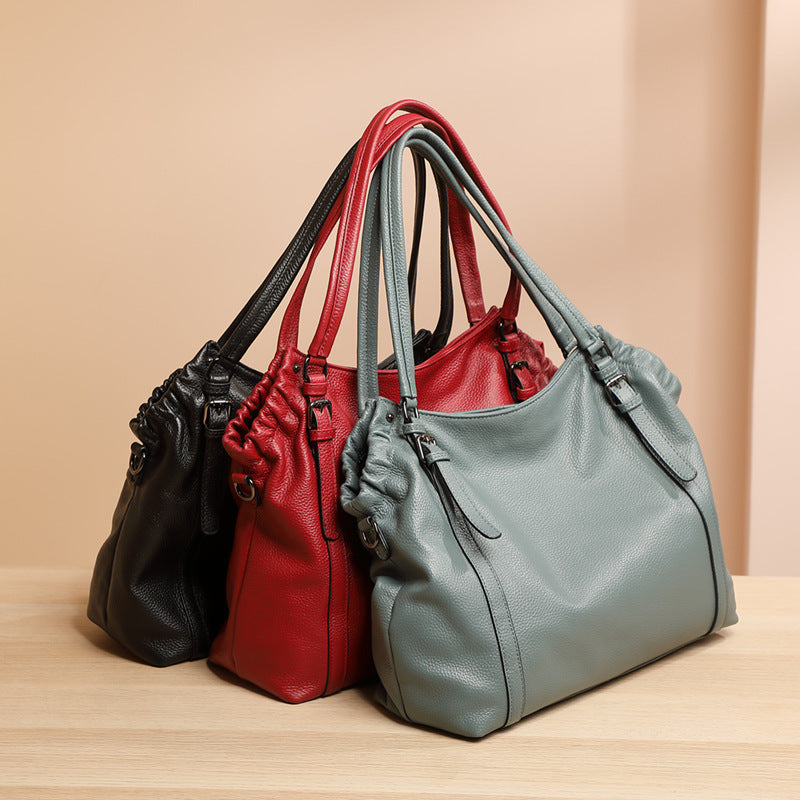 Classic Soft Leather Tote – Spacious & Stylish Handbag for Modern Women